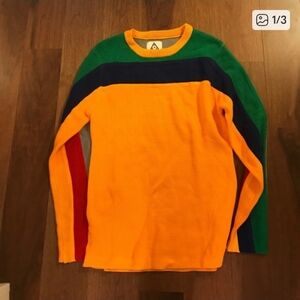 UNIF Sweater with Green, Blue, and Yellow Stripes